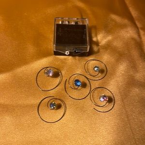 Vintage hair iridescent jewels on wire- set of 5